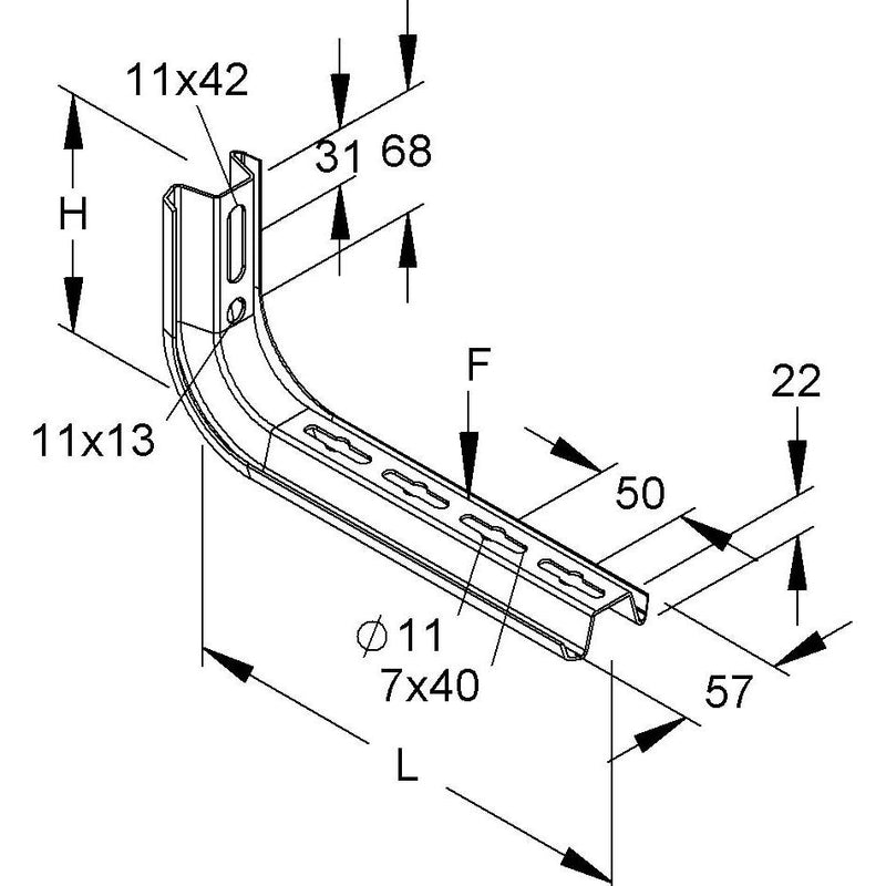 Niedax - Ausleger für Kabeltragsystem Ausleger TKS 250 B=313mm