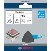 Bosch - Schleifpapier/Schleifvlies PRO F355 Schleifblatt, 93 2608605192 mm, G80, 5-tlg