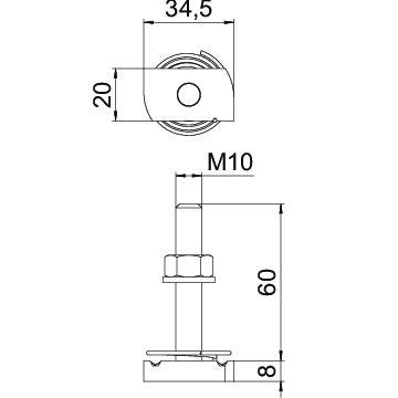 OBO Bettermann - Hammerkopfschraube MS41HBF M10x60ZL − 25 Stück