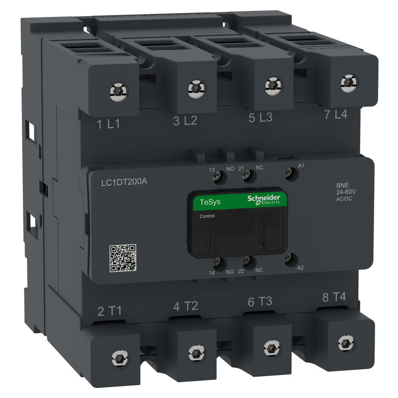 Schneider Electric - Leistungsschütz zum Schalten von Wechselstrom Schütz 4P 200A AC1 LC1DT200ABNE 24-60V AC/DC 1S1Ö