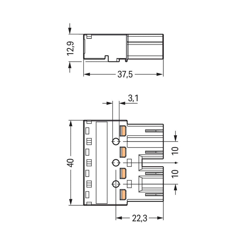 WAGO - Steckverbinder für steckbare Gebäudeinstallation Stecker 4-polig 770-274/072-000 Kod. B,hellgrün − 50 Stück