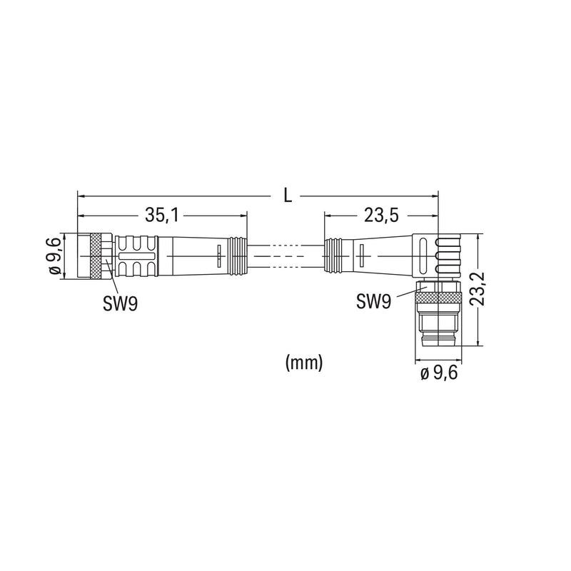 WAGO - Konfektioniertes Sensor-Aktor-Kabel Sensor-/Aktorleitung M8Bu. 756-5202/030-004 axial,M8-St., wink. − 1 Stück
