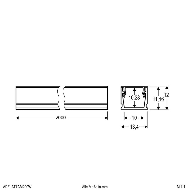 EVN Lichttechnik - Mechanisches Zubehör/Ersatzteile für Leuchten Aluminium-Profil APFLAT7AM200W inkl. Abdeckung