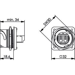 Telegärtner - LWL-Kupplung STX V1 Flanschset 100007576 LC-D Kupplung MM