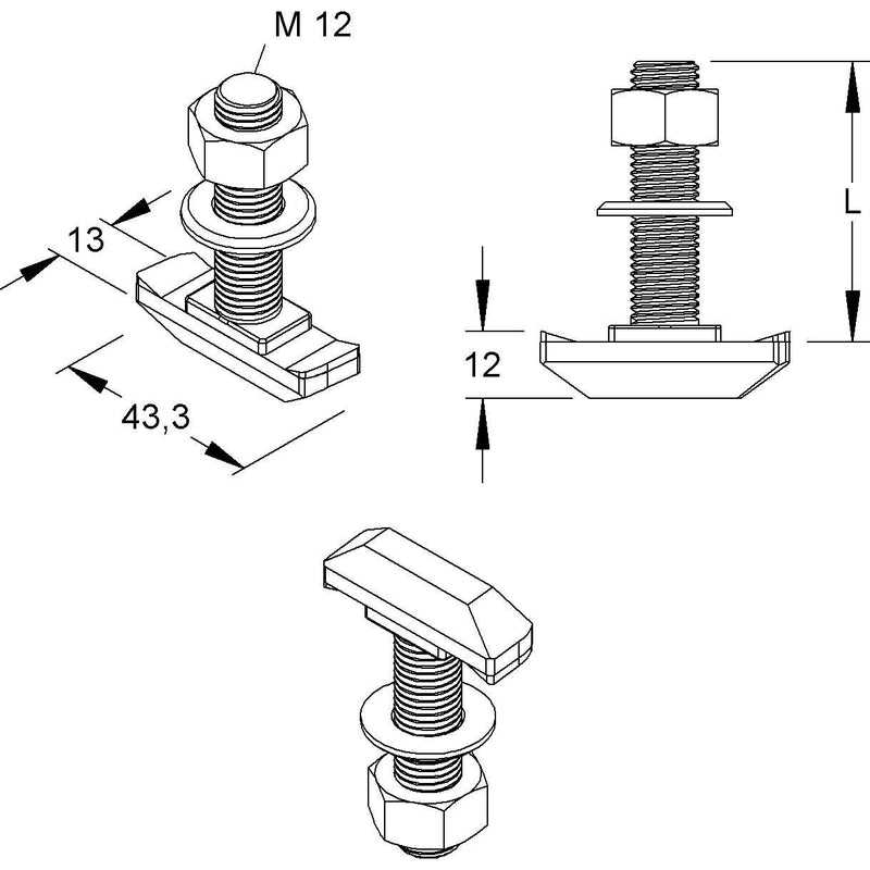 Niedax - Hammerkopfschraube Hakenkopfschraube HK 612/80 − 50 Stück