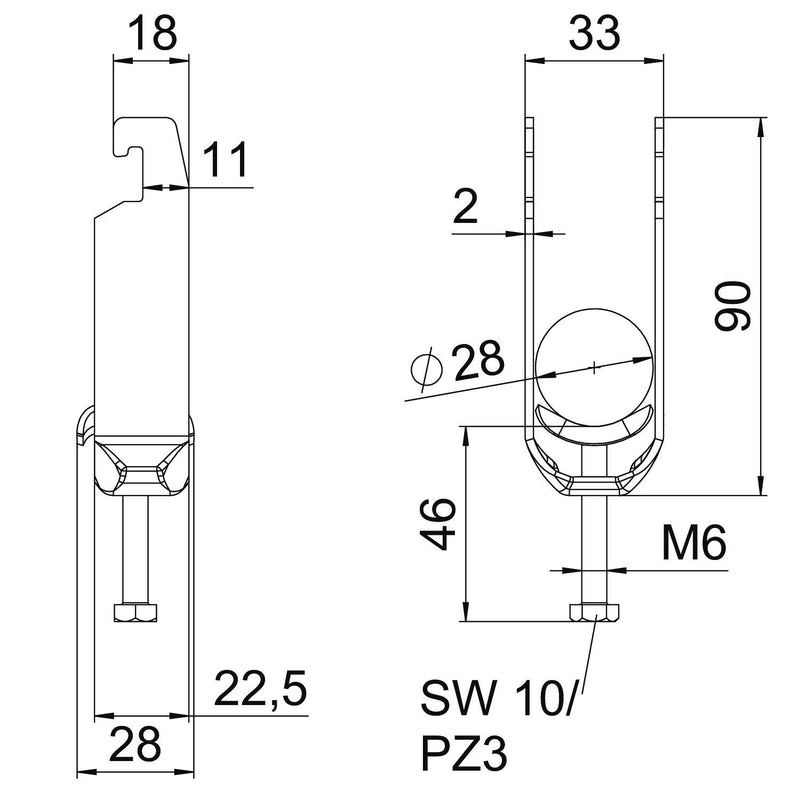 OBO Bettermann - Bügelschelle BS-U2-M-28 FT 2-fach − 50 Stück