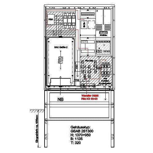 GSAB Elektrotechnik - Zähler-Komplettschrank Wandlermessung 41.W250.88S-Dir SN Hamb.250A HAK NH2