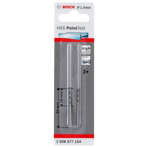 Bosch - Bohrer Metallspiralbohrer HSS 2608577154 PointTeQ DIN 338 1,5