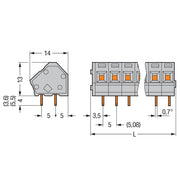 WAGO - Leiterplattenklemme Klemme 236-448 0,08-2,5mmq grau − 20 Stück