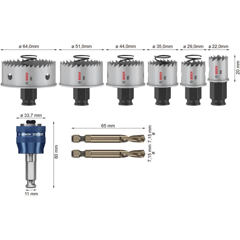 Bosch Power Tools - Werkzeugset PRO Sheet Metal PC Plus 2608594474VE(8) Lochsäge-Set 20 29  − 1 Packung