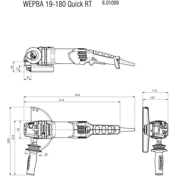 Metabowerke - Winkelschleifer (elektrisch) Winkelschleifer WEPBA19-180 Quick RT