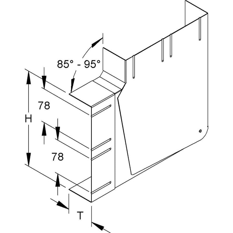 Niedax - Flachwinkel für Geräteeinbaukanal GK-Vertikaleck 90Gr. DKVV 220-78T60 L 220x61mm