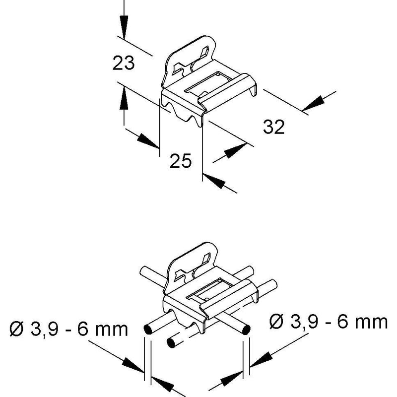 Niedax - Montagematerial für Kabeltragsystem Gitterrinnen-Befest.Clip MTCDC 24 E2 f.Trennstegbr. 24mm − 1 Stück