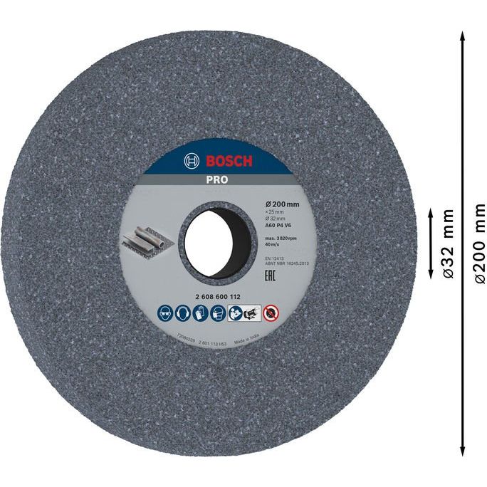 Bosch - Trenn-/Schleifscheibe PRO Metal Schleifscheibe, 2608600112 200 x 25 x 32 mm G60
