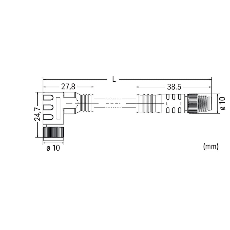WAGO - Konfektioniertes Sensor-Aktor-Kabel Sensor-/Aktorleitung 756-6203/040-003 M8-Buchse, winklig − 1 Stück