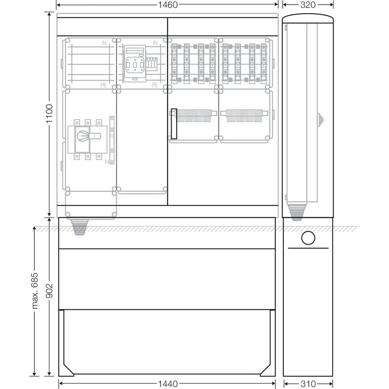 Hensel - Verteilerschrank für Energieversorgung Ladeverteiler Mi EV 22kW 8011 f.8 Ladep. a 22kW