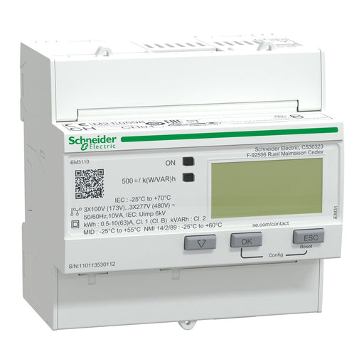Schneider Electric - Elektrizitätszähler Energiezähler IEM3110 A9MEM3110 3P+N 63A Puls Mid