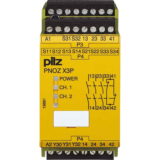 Pilz - Gerät zur Überwachung von sicherheitsgerichteten Stromkreisen Not-Aus-Schaltgerät PNOZ X3P C #787313 24-240ACDC3n/o1nc1so