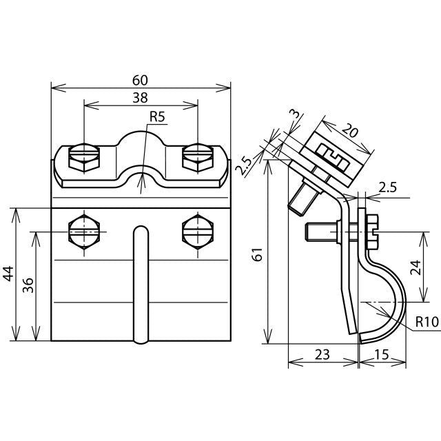 DEHN - Anschlussklemme für Blitzschutz Dachrinnenklemme 339 010 St/tZn f.Wulst 13-25