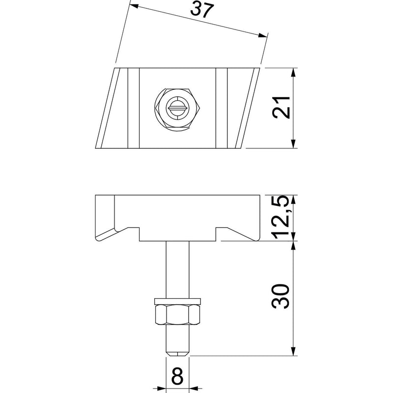 OBO Bettermann Vertr - Hammerkopfschraube Hakenkopfschraube MS50HB M8x30 A4 M8x30mm − 50 Stück