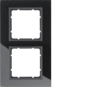 Berker - Abdeckrahmen Glasrahmen 10126616 schwarz 2fach