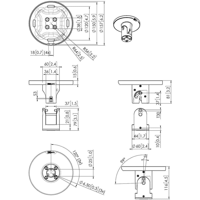 Vogels - Zubehör/Ersatzteile für Unterhaltungselektronik Deckenadapter PUC1045 sw Connect-it,PUC24xx