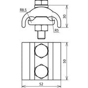 DEHN - Verbinder für Blitzschutz Parallelverbinder PV 5.16 SKM10X50 CU Cu f. Rd5-16/16-150
