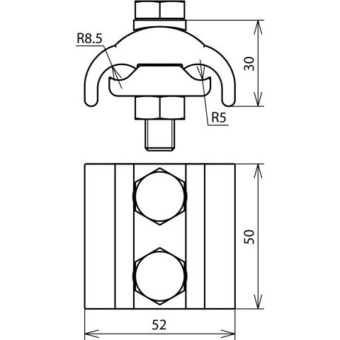 DEHN - Verbinder für Blitzschutz Parallelverbinder PV 5.16 SKM10X50 CU Cu f. Rd5-16/16-150