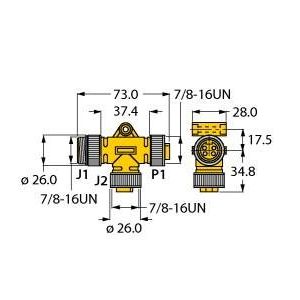 Turck - Passiver Sensor-/Aktor-Verteiler (mit Leitung) Zweifachverteiler RKM40-RKM40-L-RSM40