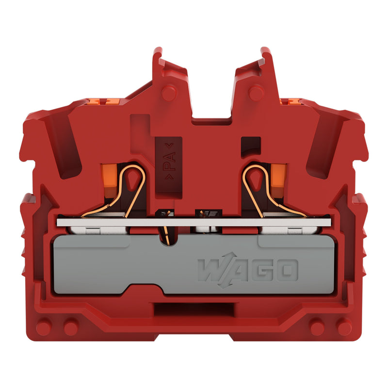 WAGO - Ein- und mehrpolige Klemmenleiste 2-LeiterMini-Durchgangskl. 2252-303 Drücker,2,5 mm²,rot − 100 Stück