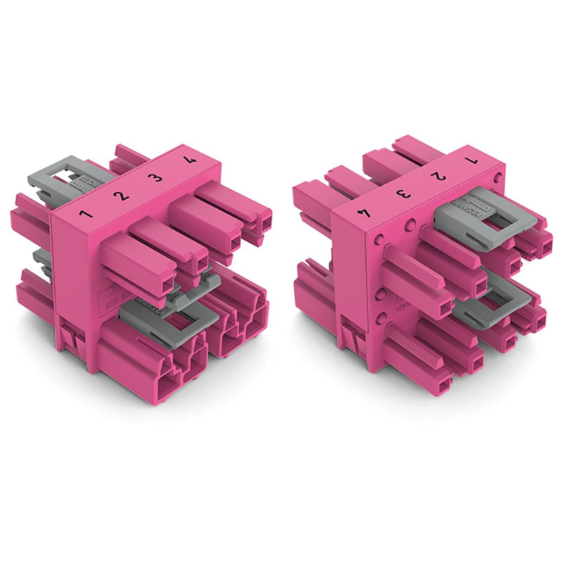 WAGO - Kompaktverteiler für steckbare Gebäudeinstallation 3-fach-Verteiler 4-polig 770-1736 Kod. B,pink − 50 Stück