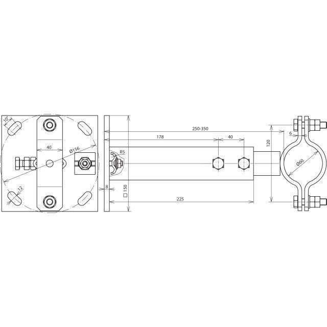 DEHN - Zubehör/Ersatzteile für Erdung und Blitzschutz Wandbefestigung WBD60V250.350STTZN St/tZn