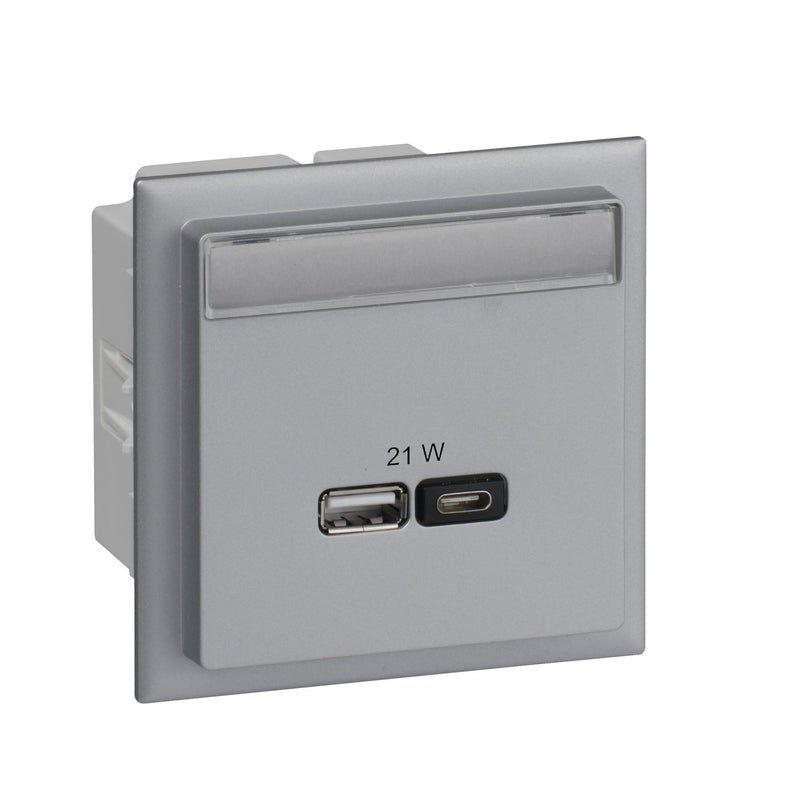 Schneider Electric - USB-Spannungsversorgung USB Ladestation A+C INS60523 2 Ausgänge Alu