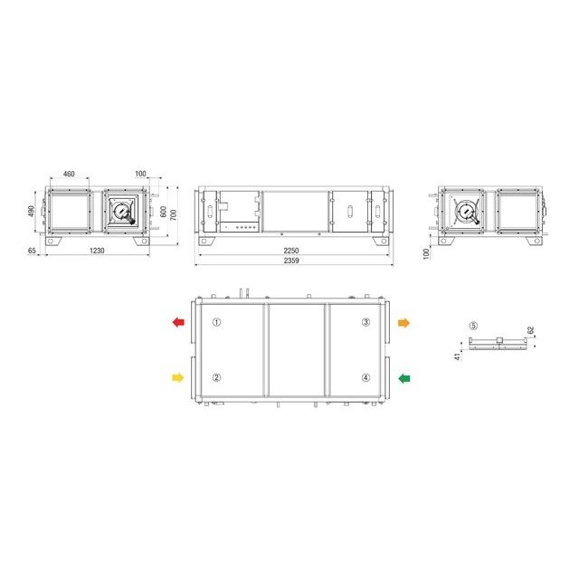 Maico - Lüftungsgerät mit Wärmerückgewinnung gewerblich Kompaktgerät MV4516HLWH RLT1600MV4516HLWH3 1600cbm/h/li/horiz