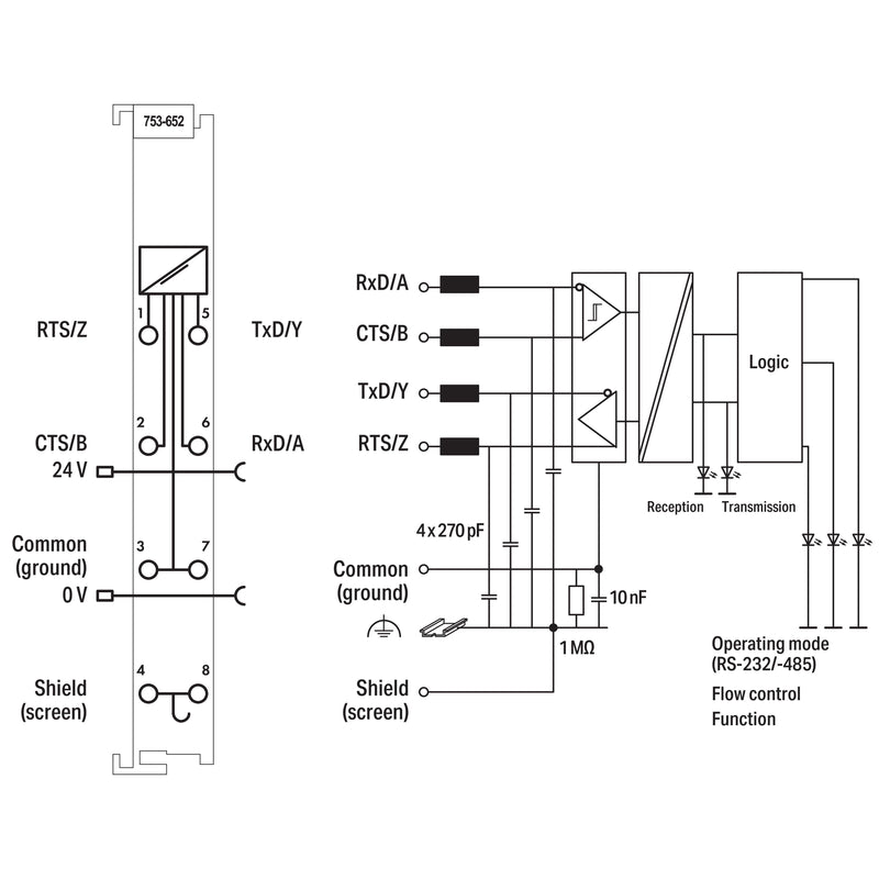 WAGO - Feldbus, Dez. Peripherie - Kommunikations-Modul Serielle Schnittstelle 753-652 RS-232/RS-485