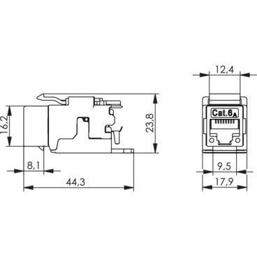 Telegärtner - Modularer Steckverbinder AMJ Modul Cat.6A 100023225 (Komp. ISO) T568A − 2 Stück