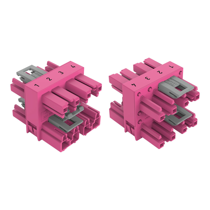 WAGO - Kompaktverteiler für steckbare Gebäudeinstallation 3-fach-Verteiler 4-polig 770-1736 Kod. B,pink − 50 Stück