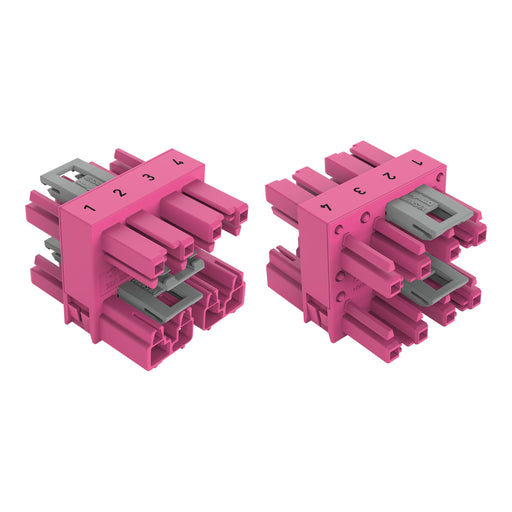 WAGO - Kompaktverteiler für steckbare Gebäudeinstallation 3-fach-Verteiler 4-polig 770-1736 Kod. B,pink − 50 Stück