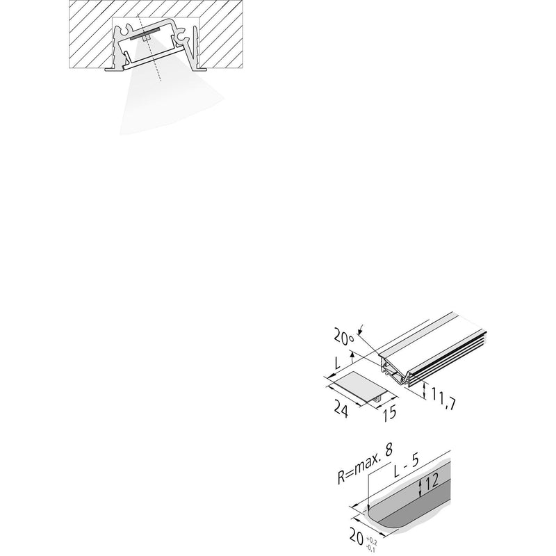 Hera - Mechanisches Zubehör/Ersatzteile für Leuchten LED-Einfräsprofil 5er-Set 61500033268 2,95m edelst
