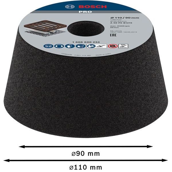 Bosch - Trenn-/Schleifscheibe PRO Metal Konischer 1608600234 Schleiftopf 90 x 110