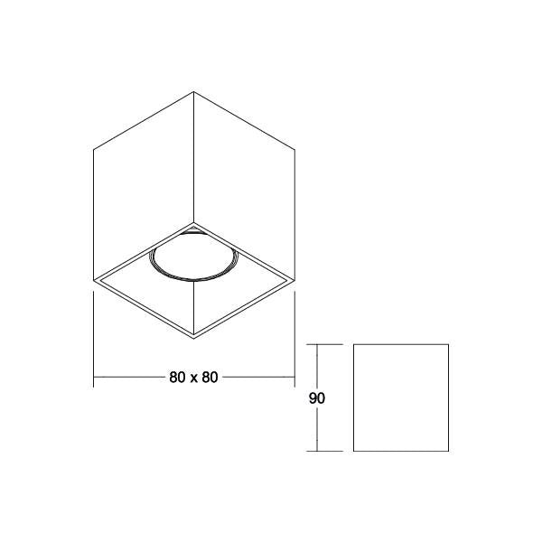 Brumberg Leuchten - Downlight/Strahler/Flutlicht Anbaumodul quadratisch 45131180 struktur schwarz