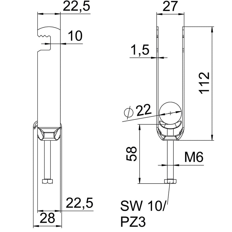 OBO Bettermann - Bügelschelle BS-F3-M-22 FT 3-fach − 50 Stück