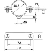 OBO Bettermann - Befestigungsschelle für Kabel/Rohre Abstandschelle 2900WM6 48.5 FT m.Gewindeanschluss − 25 Stück
