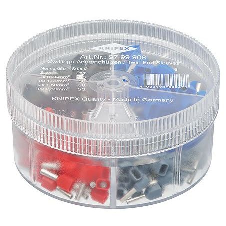 Knipex - Sortimentskasten für Anschluss- und Verbindungstechnik Sortimentsboxen 97 99 908 200 Twin-Aderendhül