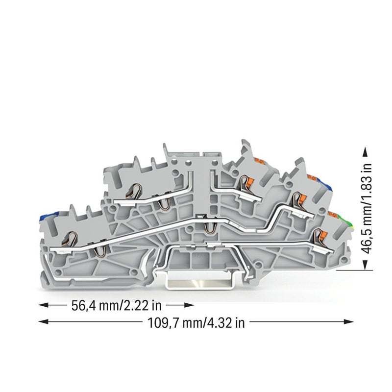 WAGO - Installations-Etagenklemme Installationsetagenklemme 2203-6561 2,5 mm² Hybrid − 50 Stück