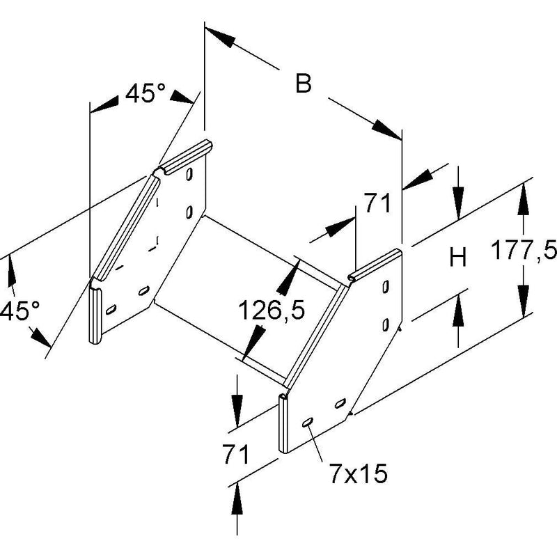 Niedax - Bogen für Kabelrinne Universal-Fallstück RFDU 100.400-1.5S OV 2x45°, 100x400mm