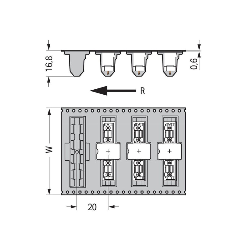 WAGO GmbH & Co. KG - Leiterplattensteckverbinder THR-Stiftleiste Lötstift 231-23#4055143474856 1,0x1,0,gerade,sw − 170 Stück