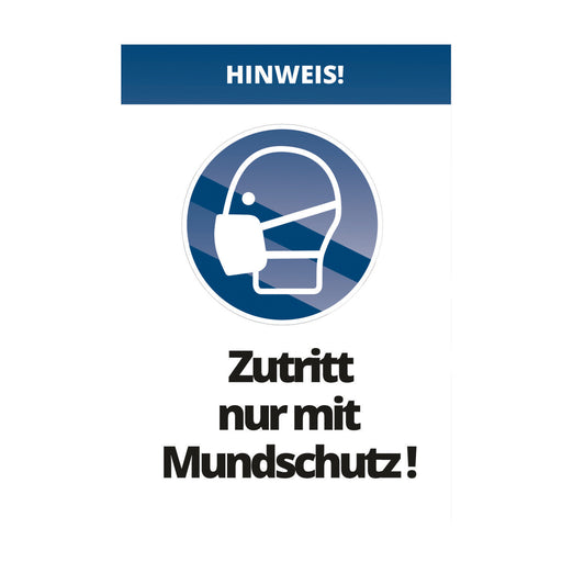 Cimco Werkzeuge - Warn-/Hinweisschild Laminierte Warntafel 182832 Zutritt m.Mundschutz