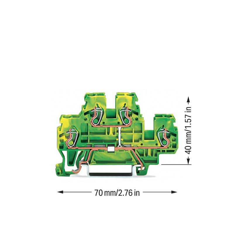 WAGO - Schutzleiter-Reihenklemme Doppelstockklemme 870-507 0,08-2,4qmm gr/ge