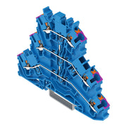 WAGO - Durchgangs-Reihenklemme Dreistockklemme 2202-3209 6-Leiter, blau − 50 Stück